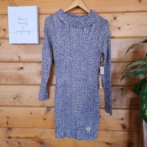 Mecca Femme NWT Marled Vintage Cowl Bodycon Sweater Dress Embroidered Y2K Size S